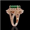 Image 3 : 7.11 ctw Certified Emerald & Diamond Victorian Ring 14K Rose Gold