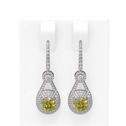 3.92 ctw Fancy Yellow Diamond Earrings 18K White Gold