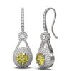 Image 2 : 3.92 ctw Fancy Yellow Diamond Earrings 18K White Gold
