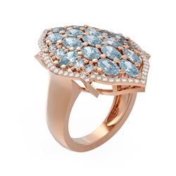 5.54 ctw Aquamarine & Diamond Ring 18K Rose Gold