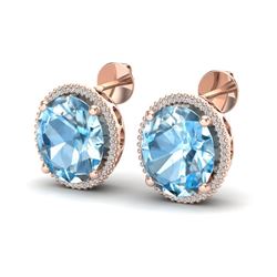 25 ctw Sky Blue Topaz & Micro VS/SI Diamond Earrings 14k Rose Gold