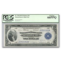 1918 (J-Kansas City) $1.00 FRBN Gem New-66 PPQ PCGS