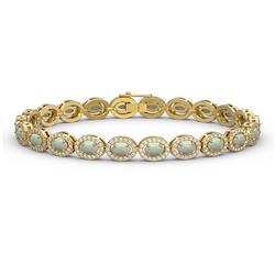 8.28 ctw Opal & Diamond Micro Pave Halo Bracelet 10k Yellow Gold