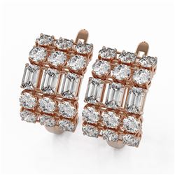 6.3 ctw Emerald Cut Diamond Designer Earrings 18K Rose Gold
