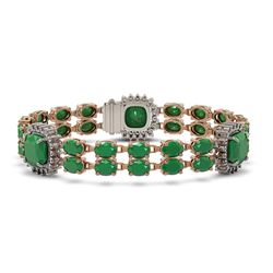 21.83 ctw Emerald & Diamond Bracelet 14K Rose Gold
