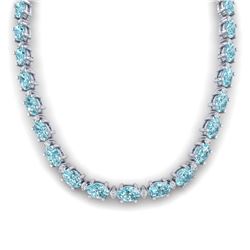 61.85 ctw Sky Blue Topaz & VS/SI Certified Diamond Necklace 10k White Gold