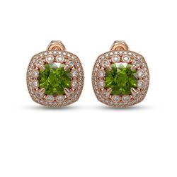 13.69 ctw Tourmaline & Diamond Victorian Earrings 14K Rose Gold