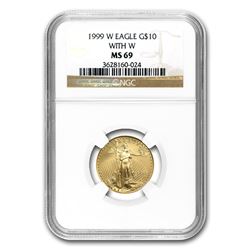 1999-W 1/4 oz Gold American Eagle MS-69 NGC (W Variety)