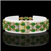 Image 2 : 25.85 ctw Jade & Diamond Bracelet 10K Yellow Gold