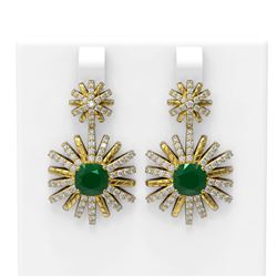 6.23 ctw Emerald & Diamond Earrings 18K Yellow Gold