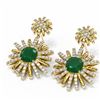 Image 3 : 6.23 ctw Emerald & Diamond Earrings 18K Yellow Gold