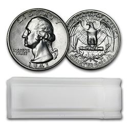 1941-S Washington Quarter 40-Coin Roll BU