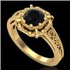 Image 1 : 1 ctw Fancy Black Diamond Engagment Art Deco Ring 18k Yellow Gold