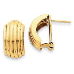 14k Solid Gold Polished Fancy Omega Back Post Earrings