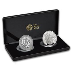 2018 2-Coin Silver 1 oz Britannia Proof/Reverse Proof Set