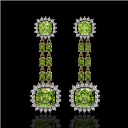19.88 ctw Peridot & Diamond Earrings 14K Yellow Gold