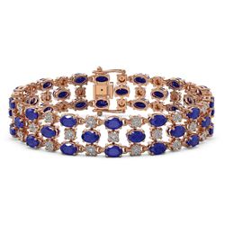 17.74 ctw Sapphire & Diamond Row Bracelet 10K Rose Gold
