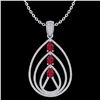 Image 2 : 2 ctw Ruby & Micro Pave VS/SI Diamond Designer Necklace 18k White Gold