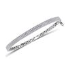 Image 1 : 14kt White Gold Round Diamond Double Row Bangle Bracelet 1.00 Cttw