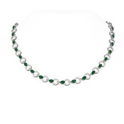 24 ctw Emerald & Diamond Necklace 18K White Gold