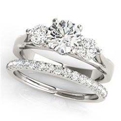 1.92 ctw VS/SI Diamond 3 Stone 2pc Wedding Set 14k White Gold