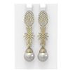 Image 1 : 3.61 ctw Diamond & Pearl Earrings 18K Yellow Gold
