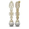 Image 2 : 3.61 ctw Diamond & Pearl Earrings 18K Yellow Gold