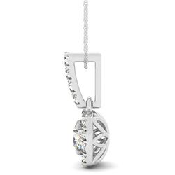 0.75 ctw Certified VS/SI Diamond Halo Necklace 14k White Gold