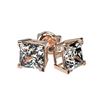 Image 3 : 1 ctw Certified VS/SI Quality Princess Diamond Stud Earrings 10k Rose Gold