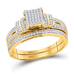 10kt Yellow Gold Round Diamond Bridal Wedding Engagement Ring Band Set 1/3 Cttw