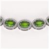 Image 3 : 48.14 ctw Peridot & Diamond Micro Pave Halo Necklace 10k White Gold