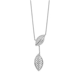 14k White Gold Diamond Leaves Necklace - 18 in.
