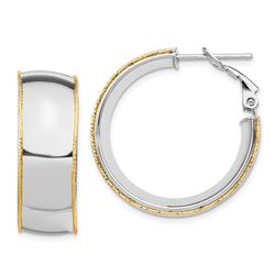 14k White Gold Accent Round Hoop Earrings - 9.5 mm