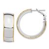 Image 1 : 14k White Gold Accent Round Hoop Earrings - 9.5 mm