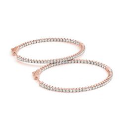 3 ctw Diamond VS/SI Certified 36 MM Hoop Earrings 14k Rose Gold