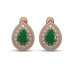 9.74 ctw Certified Emerald & Diamond Victorian Earrings 14K Rose Gold