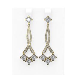 5.39 ctw Princess Diamond Earrings 18K Yellow Gold