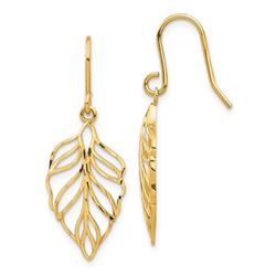 14k Yellow Gold Leaf Dangle Earrings