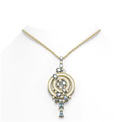 9.57 ctw Blue Topaz & Diamond Necklace 18K Yellow Gold
