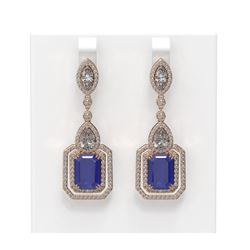 16.57 ctw Sapphire & Diamond Earrings 18K Rose Gold