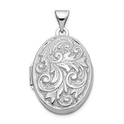 14k White Gold Reversible Love You Always Oval Locket - 21 mm