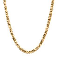 14k Yellow Gold 7.3 mm Semi-Solid Miami Cuban Chain - 28 in.