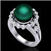 Image 2 : 0.83 CT Micro Pave VS/SI Diamond & Peacock Pearl Ring 18k White Gold