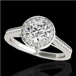 1.33 ctw Certified Diamond Solitaire Halo Ring 10k White Gold