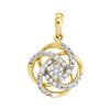 Image 1 : 10kt Yellow Gold Round Diamond Cluster Pendant 1/10 Cttw