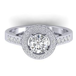 1.45 ctw Certified VS/SI Diamond Art Deco Micro Ring 14k White Gold