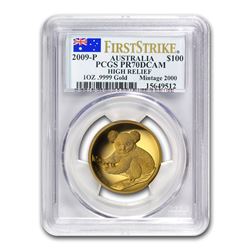 2009-P Australia 1 oz Gold Koala PR-70 PCGS (FS, High Relief)