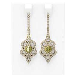 2.74 ctw Fancy Yellow Diamond Earrings 18K Yellow Gold