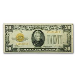 1928 $20 Gold Certificate VF