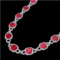 56 ctw Ruby & Micro VS/SI Diamond Eternity Necklace 14k White Gold